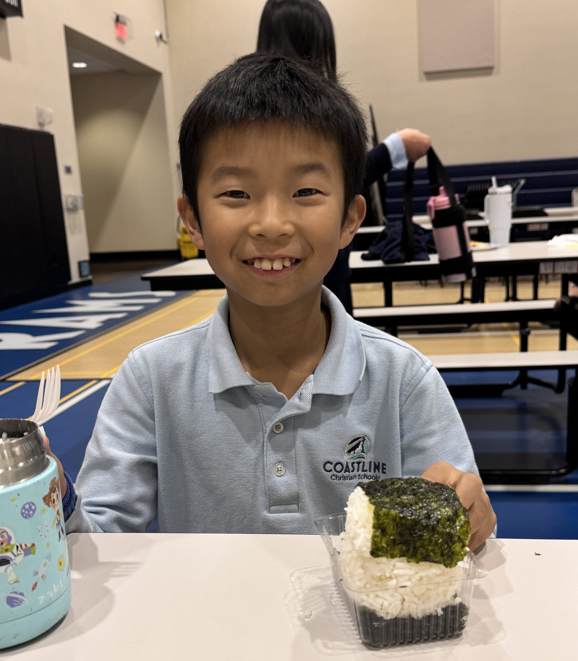 Smiling during lunchtime